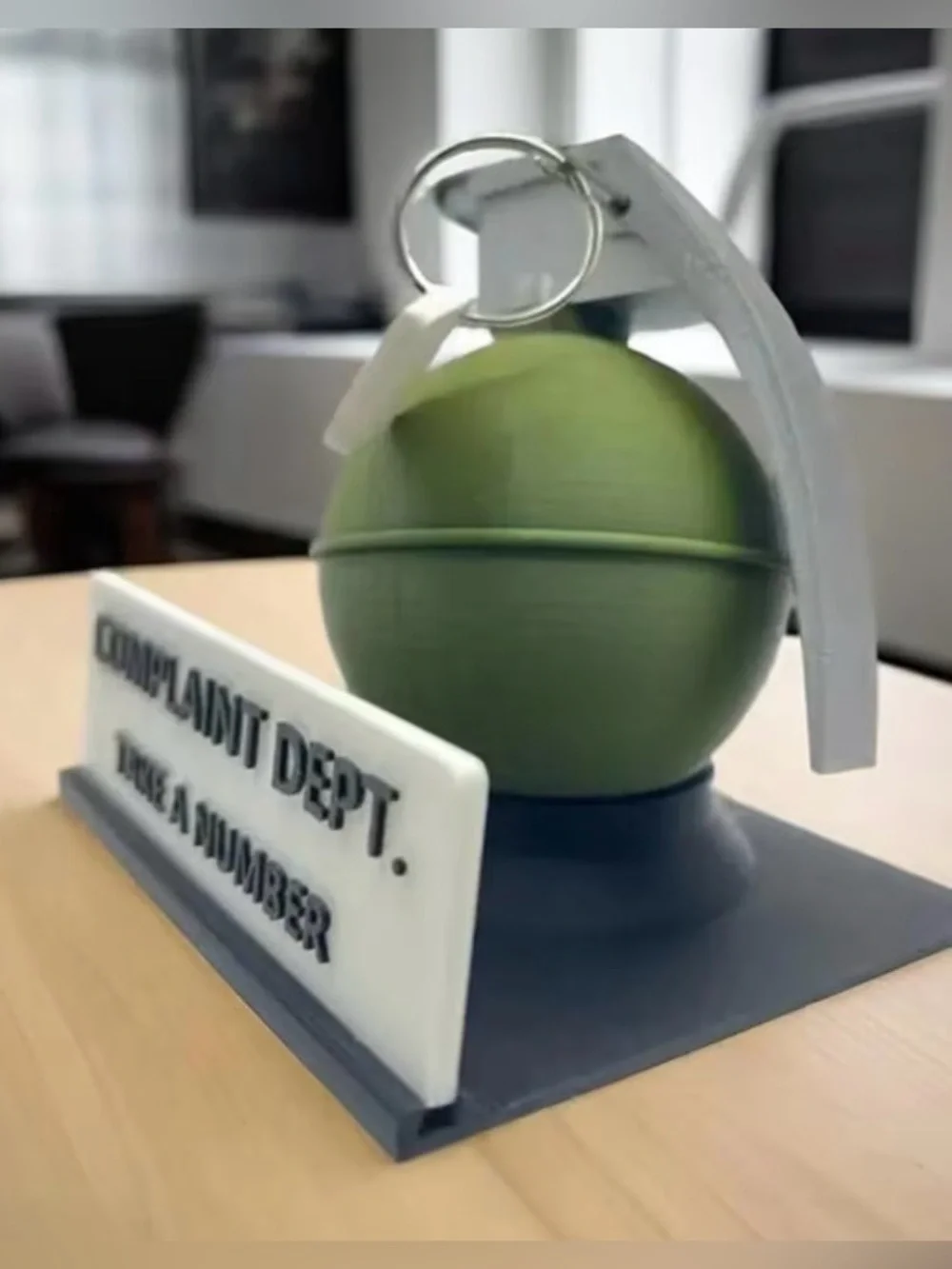 Complaint Department Take a Number Grenade Desk Sign Office Gag Gift